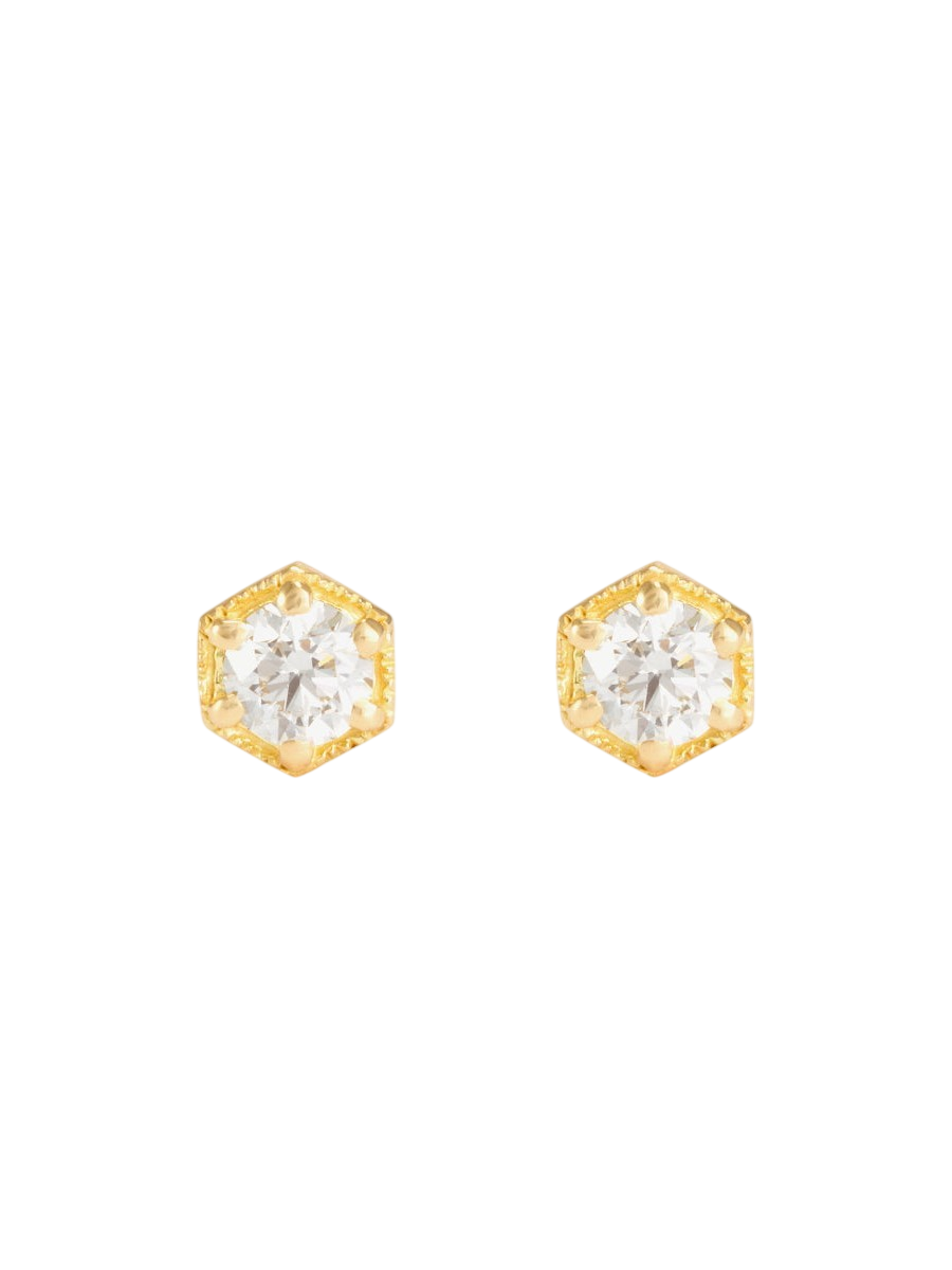 4.5mm White Diamond Hexagon Studs photo
