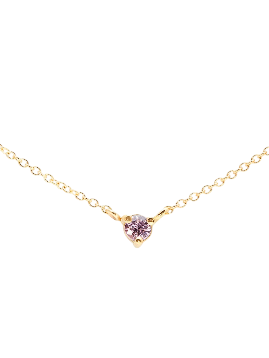 3mm Pink Sapphire Birthstone Necklace photo