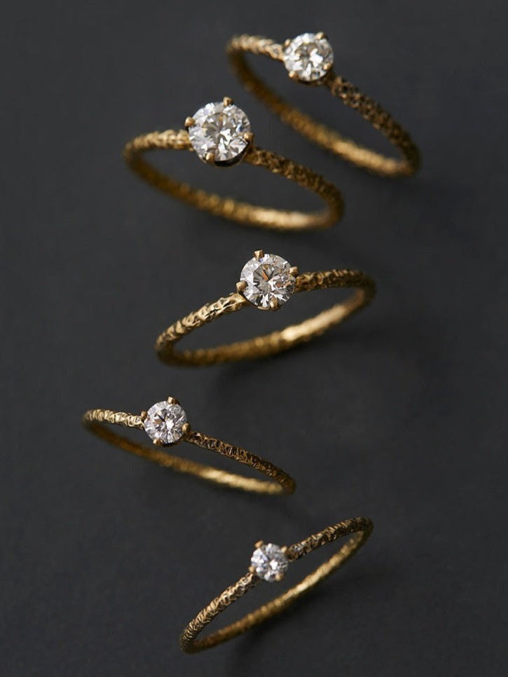 4mm White Diamond Homespun Solitaire Ring