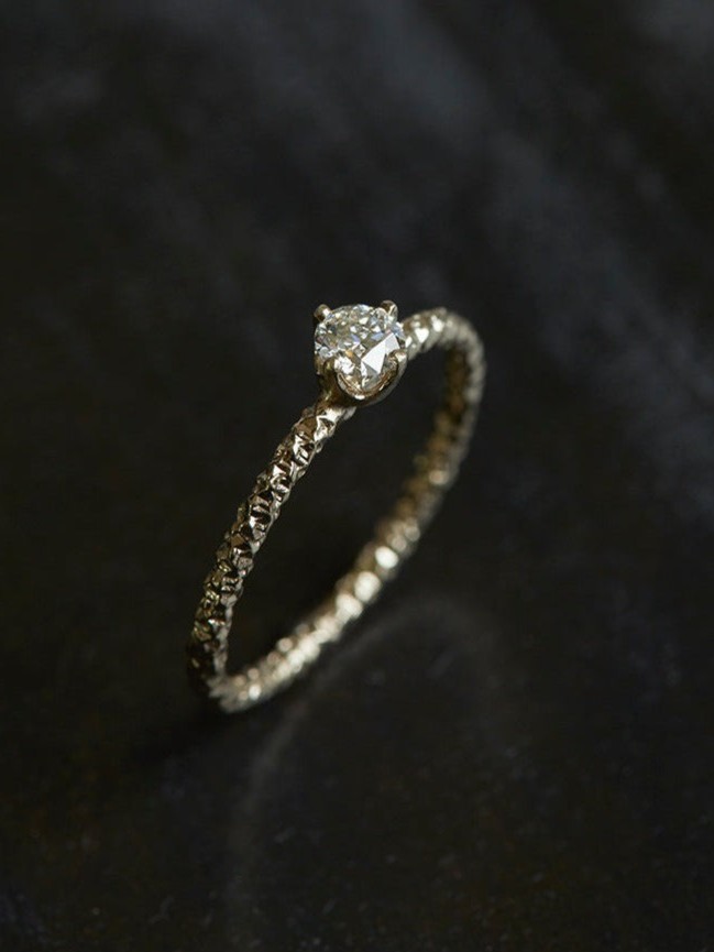 4mm White Diamond Homespun Solitaire Ring