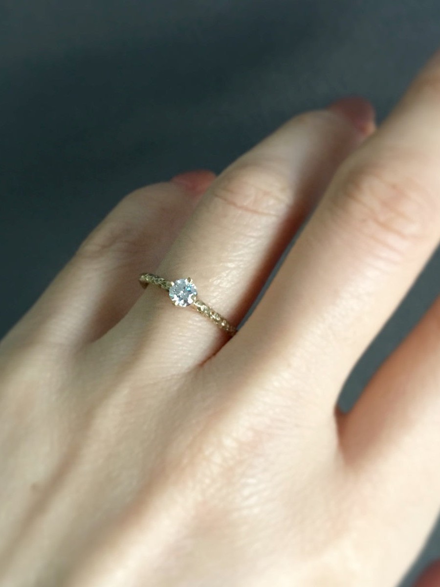 4mm White Diamond Homespun Solitaire Ring