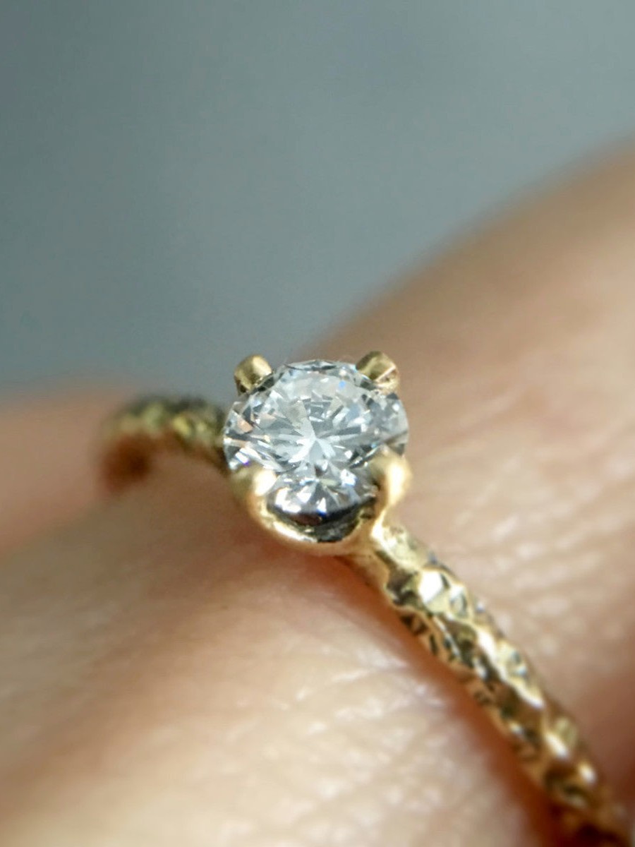 4mm White Diamond Homespun Solitaire Ring
