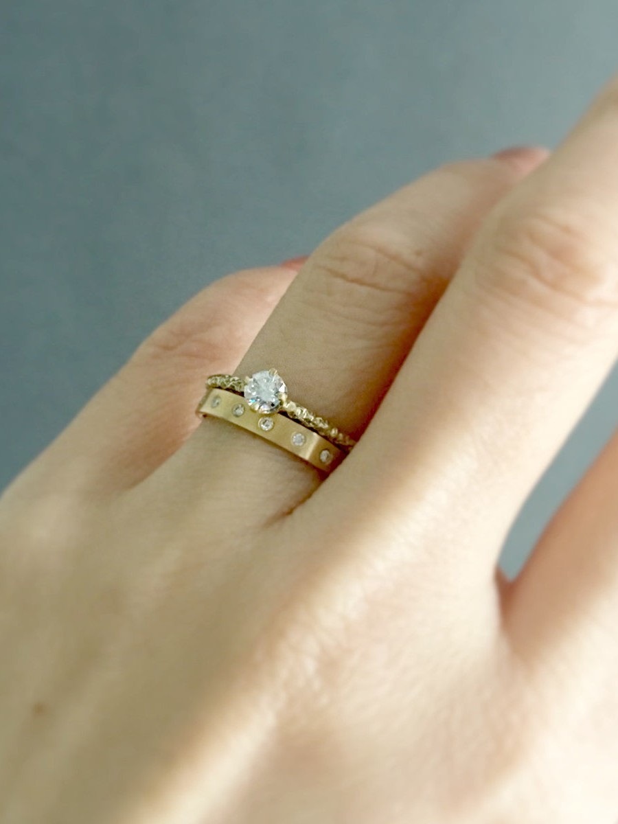 4mm White Diamond Homespun Solitaire Ring