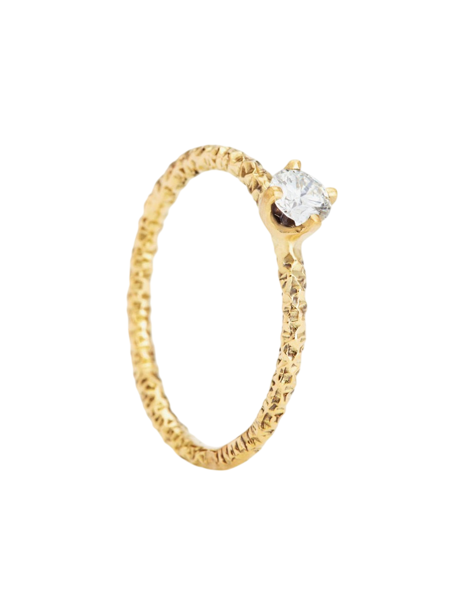 4mm White Diamond Homespun Solitaire Ring