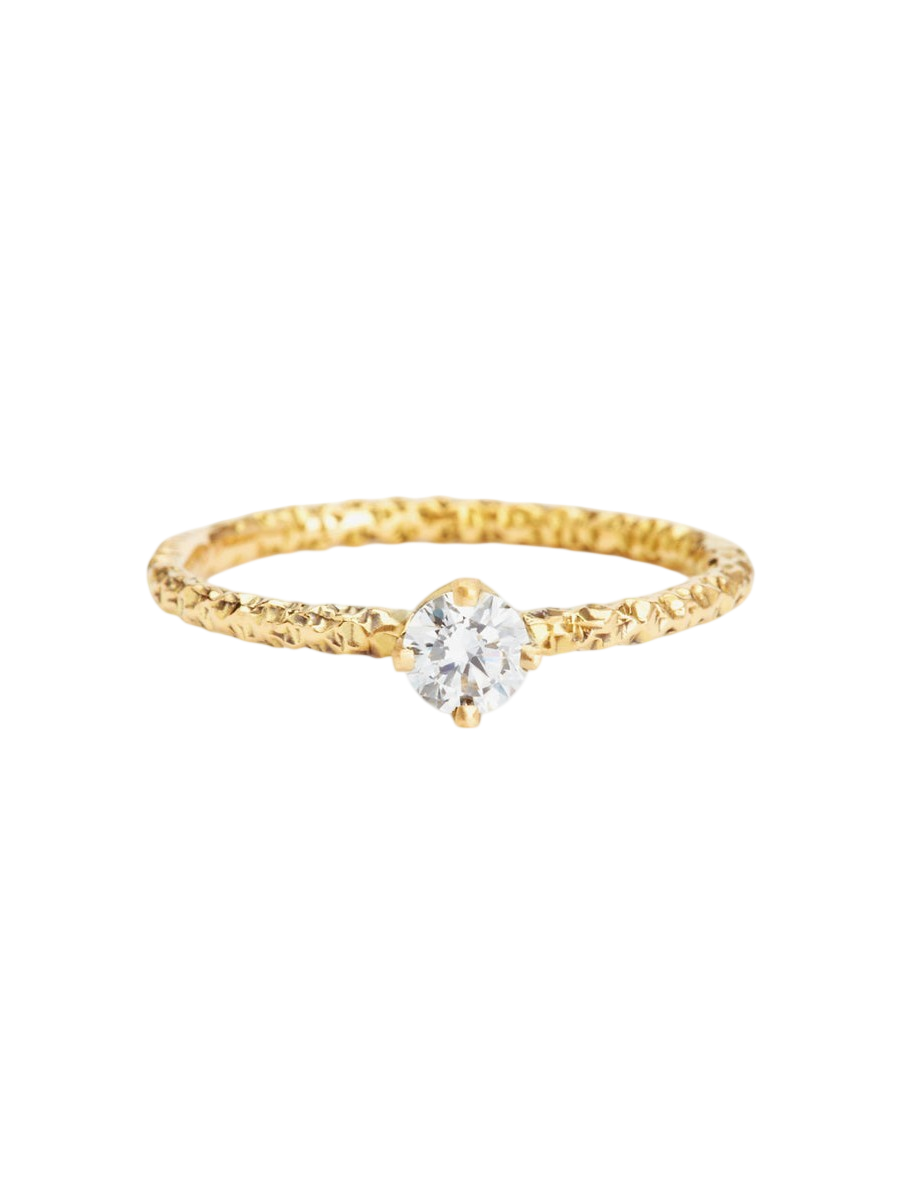 4mm White Diamond Homespun Solitaire Ring photo