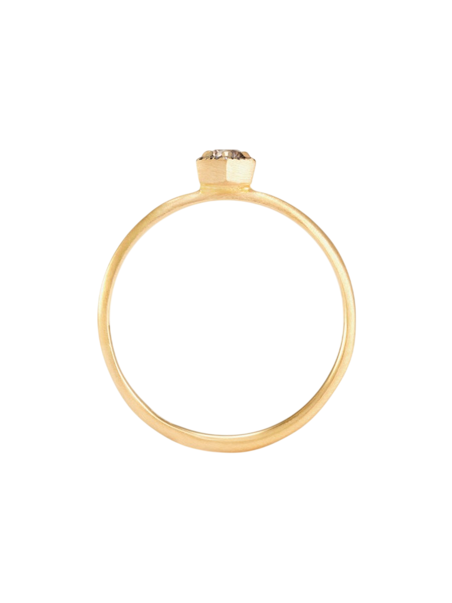 3mm Brown Diamond Hexagon Ring