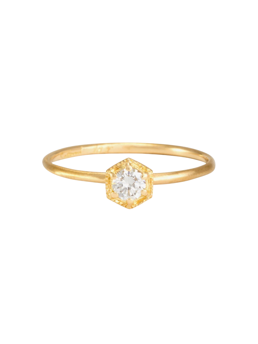 3.5mm White Diamond Hexagon Ring photo