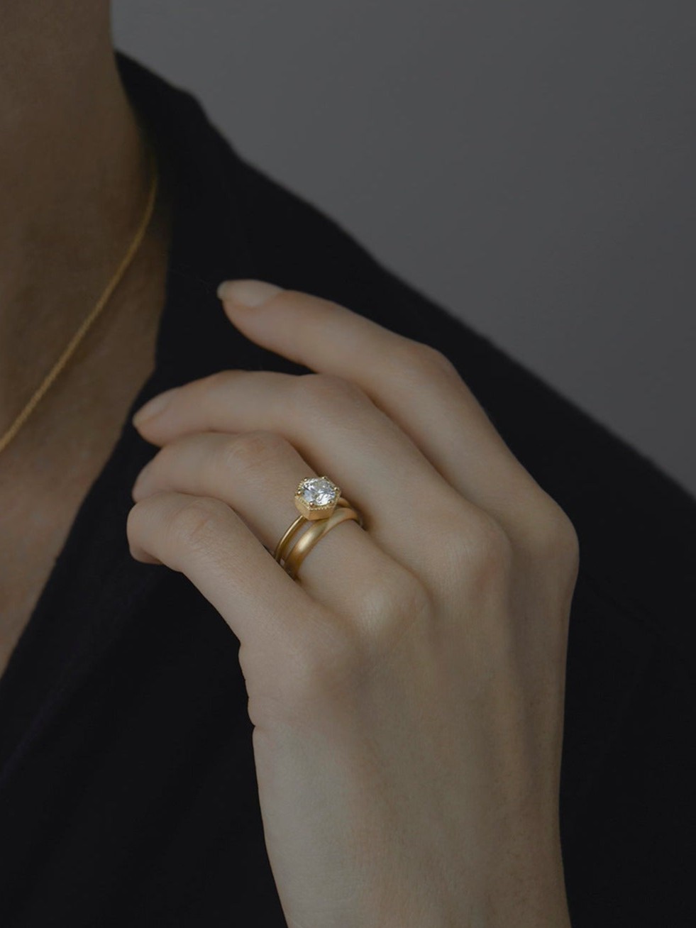6.5mm White Diamond Hexagon Ring