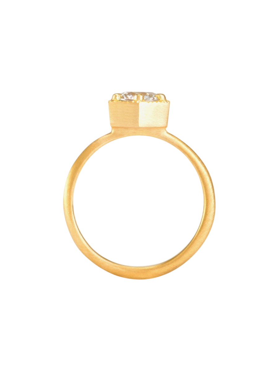 6.5mm White Diamond Hexagon Ring