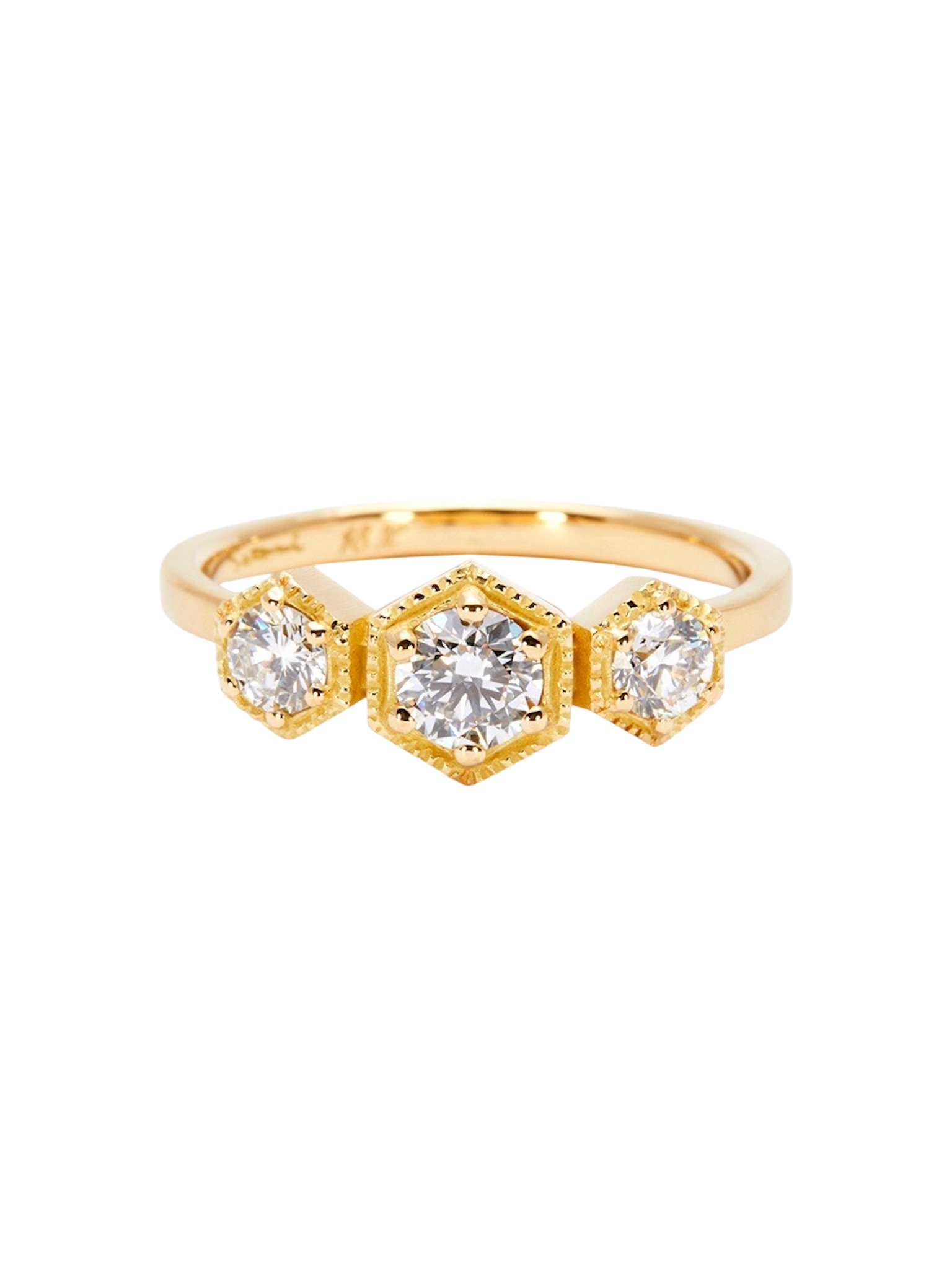 Grand white diamond triple hexagon ring