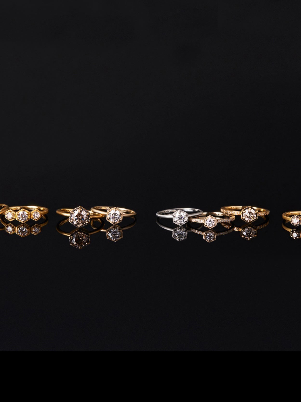 5mm Brown Diamond Hexagon Pave Ring