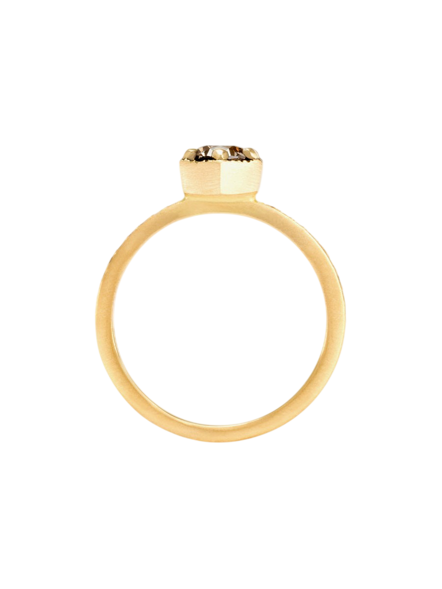 5mm Brown Diamond Hexagon Pave Ring