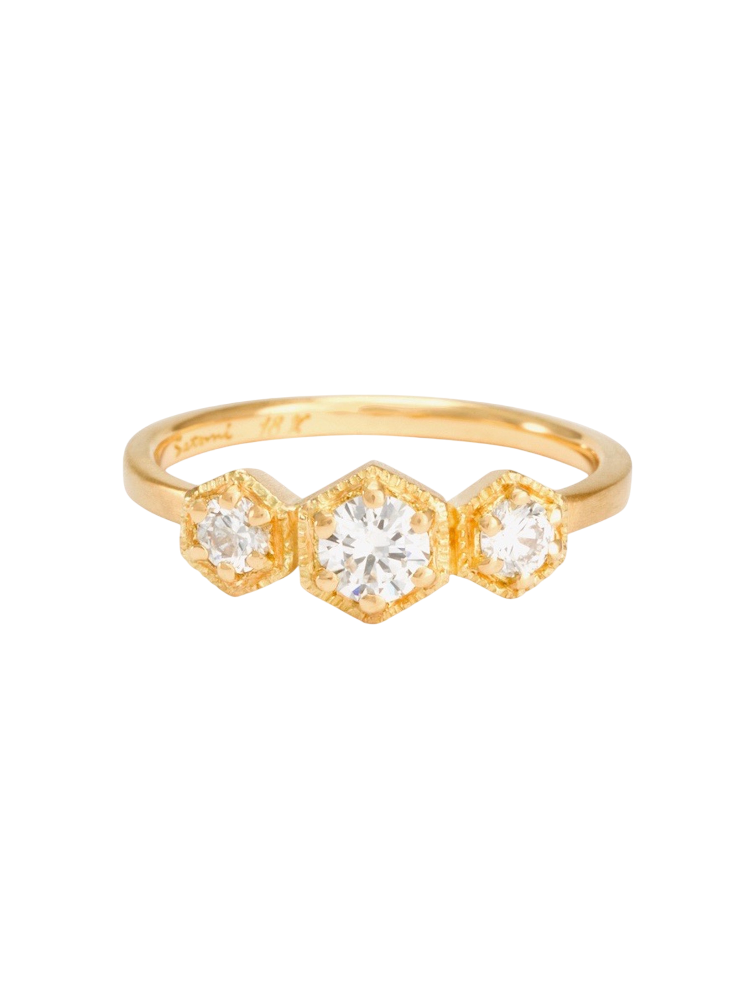 Classic white diamond triple hexagon ring