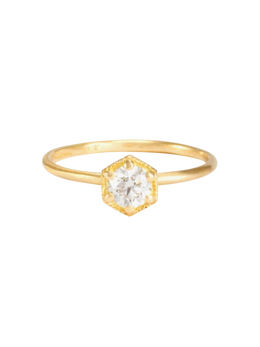 4.5mm White Diamond Hexagon Ring photo