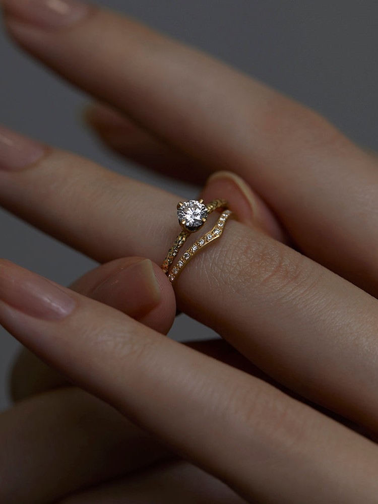 4.5mm White Diamond Homespun Solitaire Ring