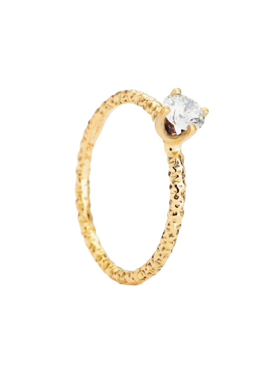 4.5mm White Diamond Homespun Solitaire Ring