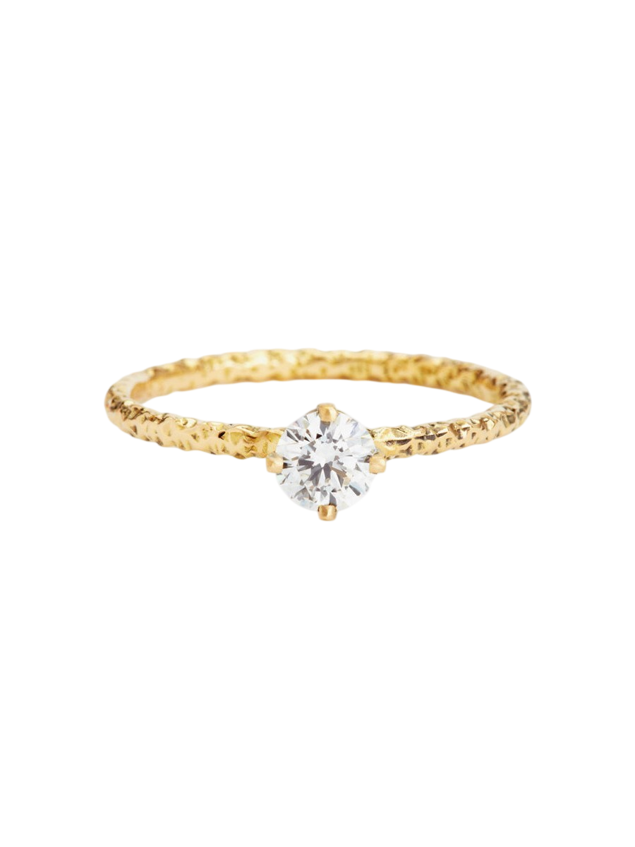 4.5mm White Diamond Homespun Solitaire Ring photo