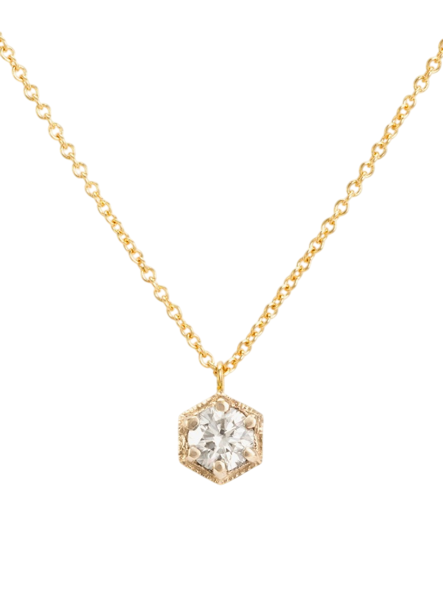 4.5mm White Diamond Hexagon Necklace photo