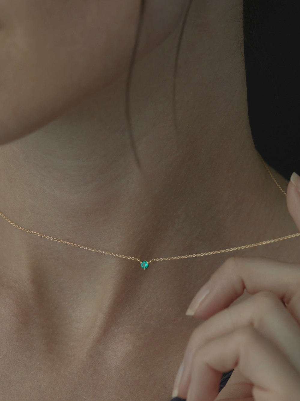 3mm Emerald Birthstone Necklace