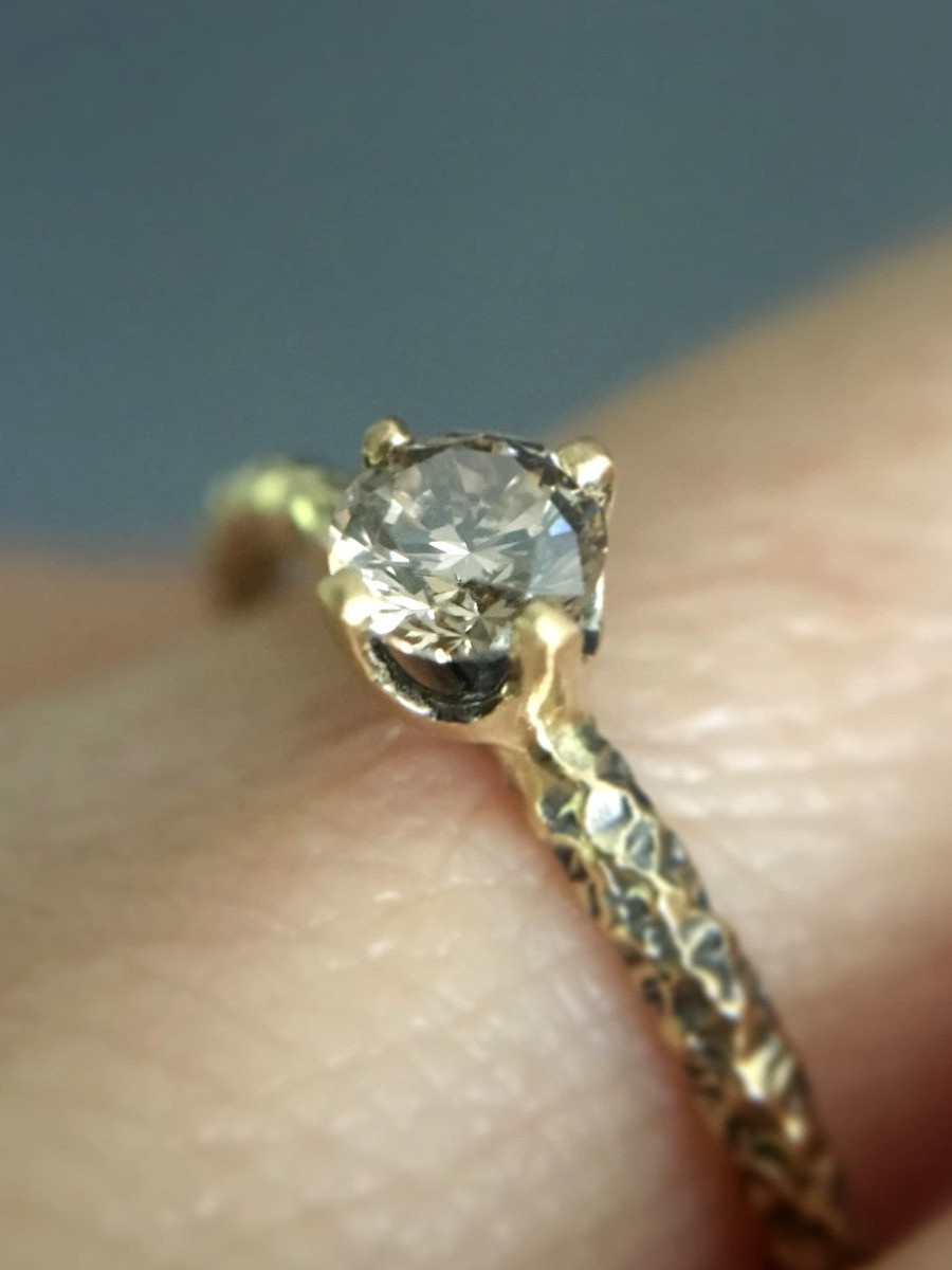 4mm Brown Diamond Homespun Solitaire Ring