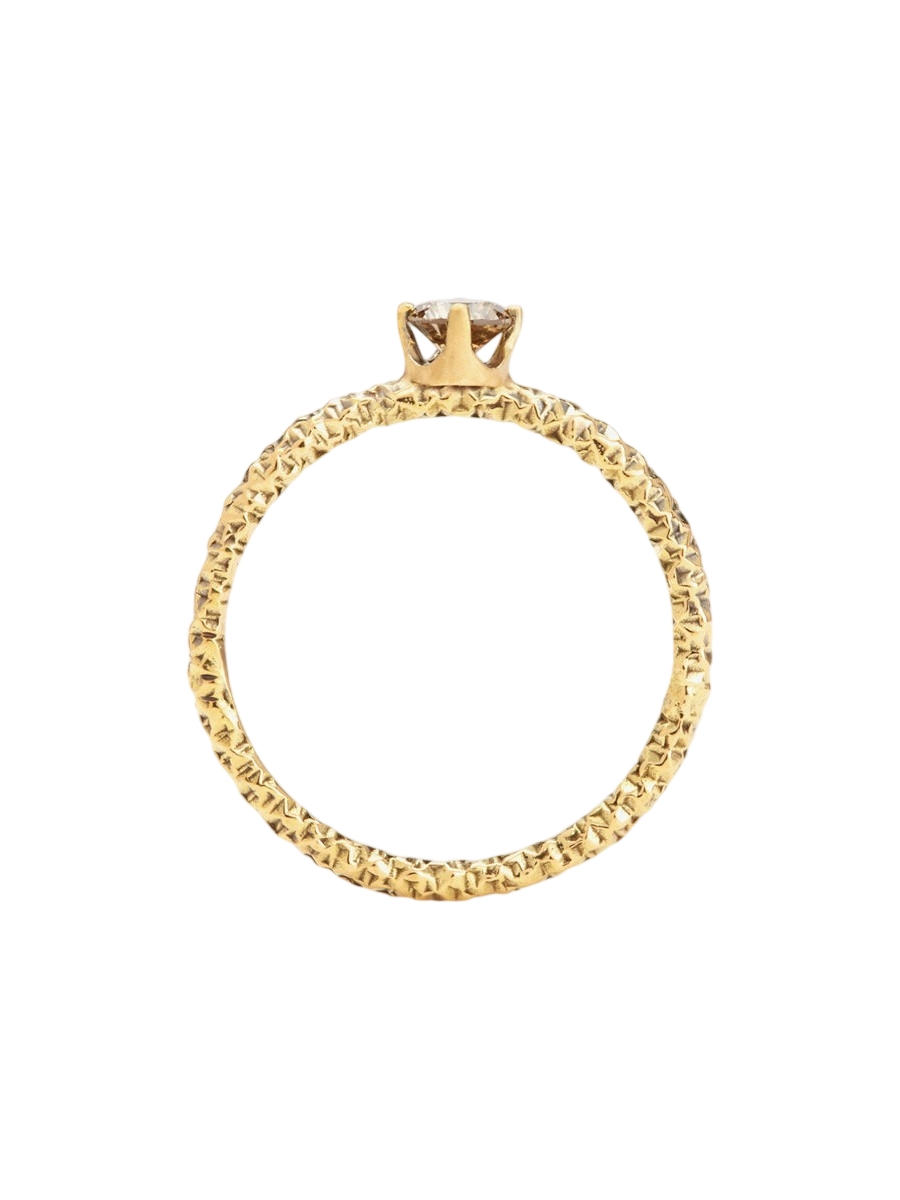 4mm Brown Diamond Homespun Solitaire Ring