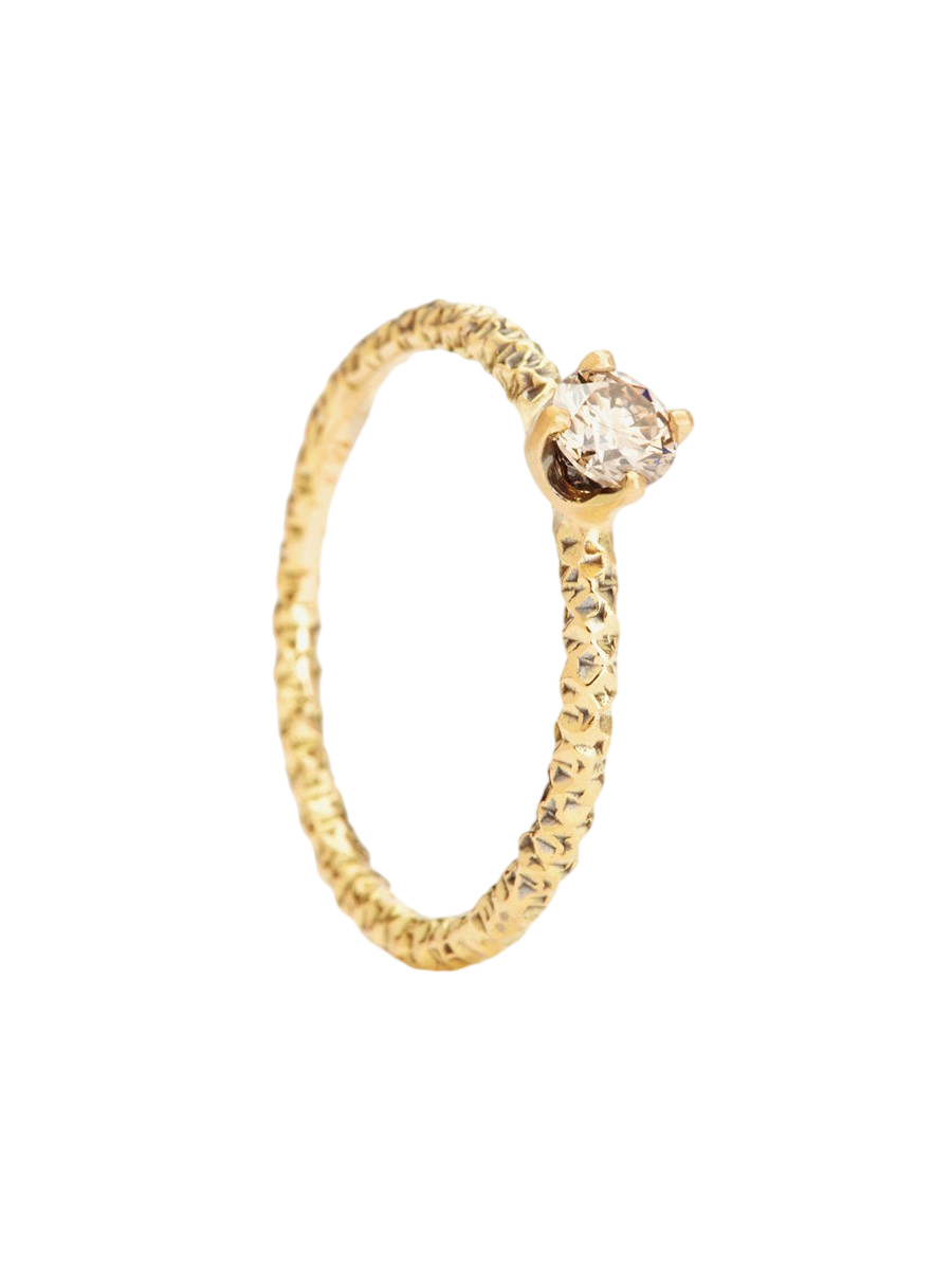 4mm Brown Diamond Homespun Solitaire Ring