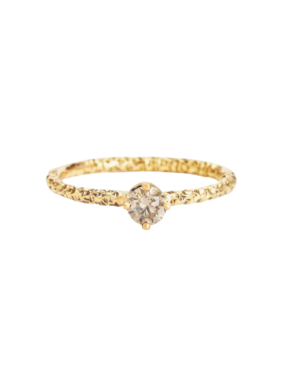 4mm Brown Diamond Homespun Solitaire Ring photo