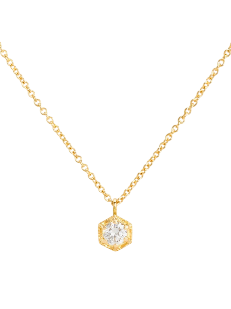 3.5mm White Diamond Hexagon Necklace photo