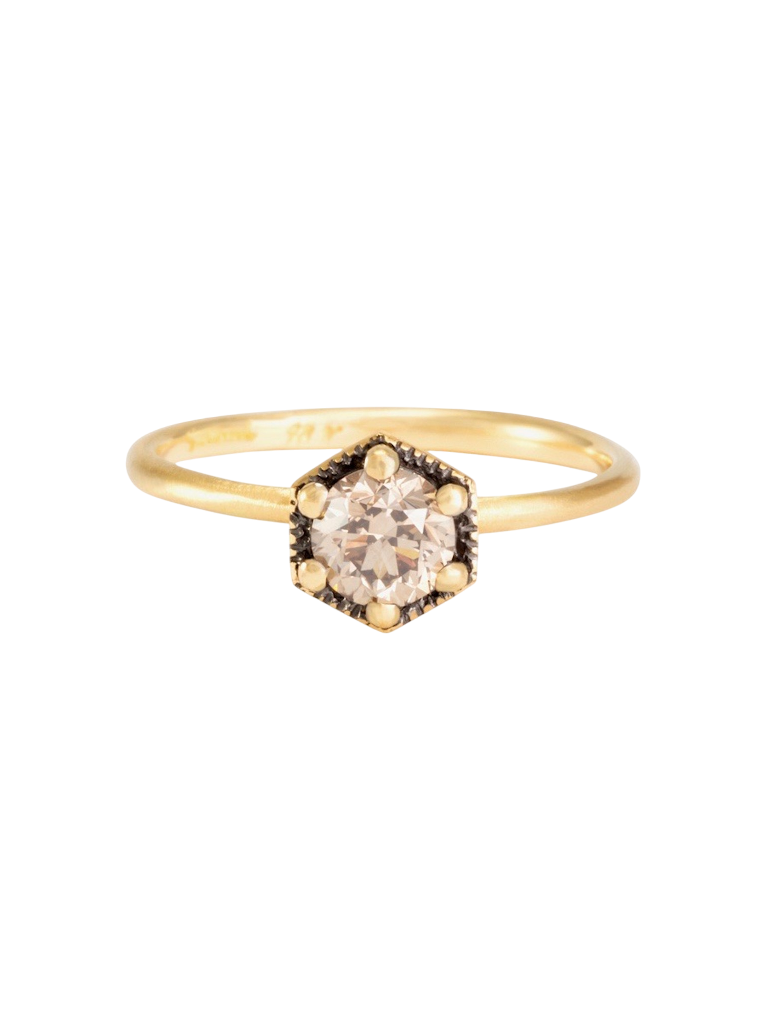 5mm brown diamond hexagon ring 