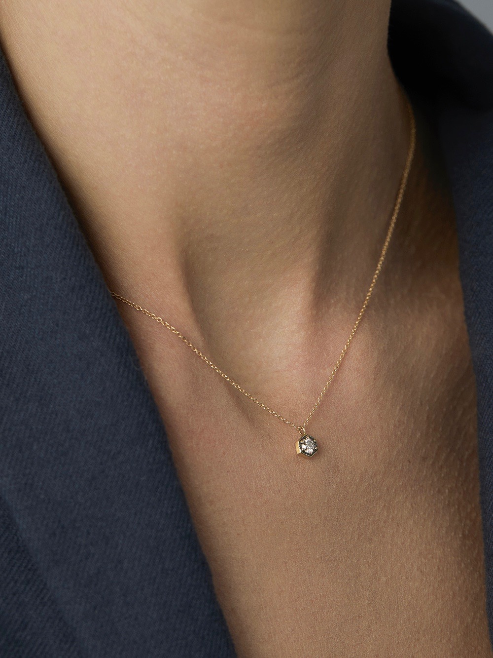3.5mm brown diamond hexagon necklace