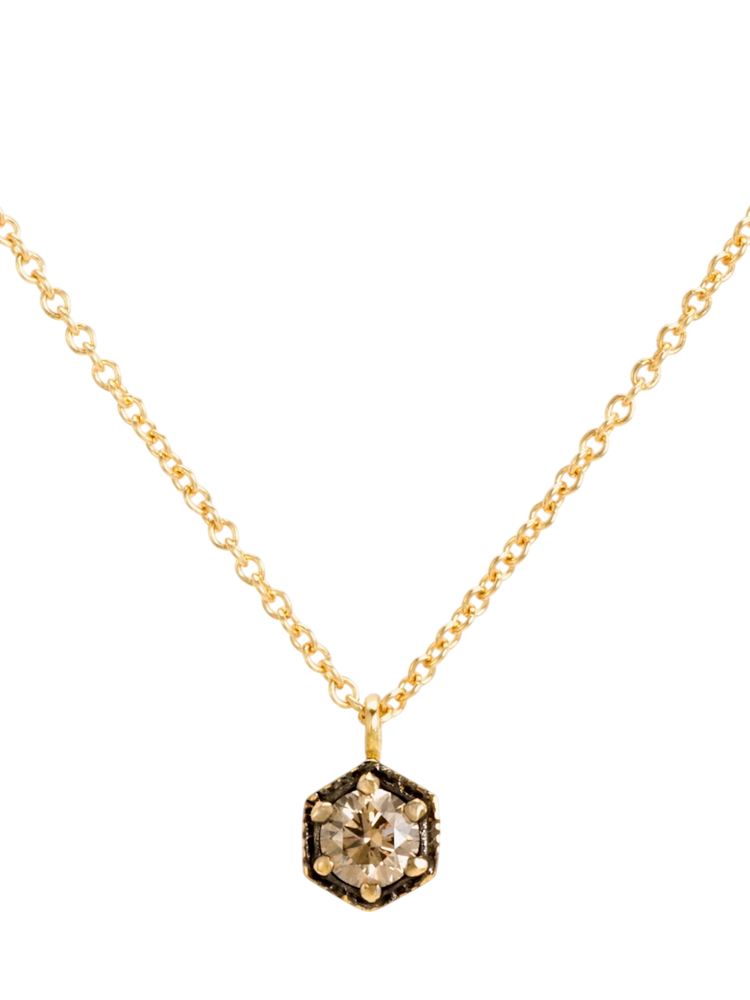 3.5mm brown diamond hexagon necklace