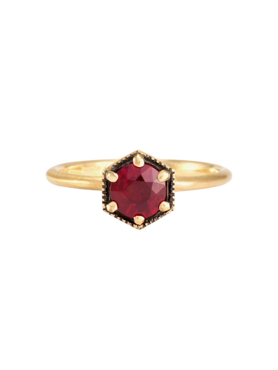 5.6mm Ruby Hexagon Ring photo