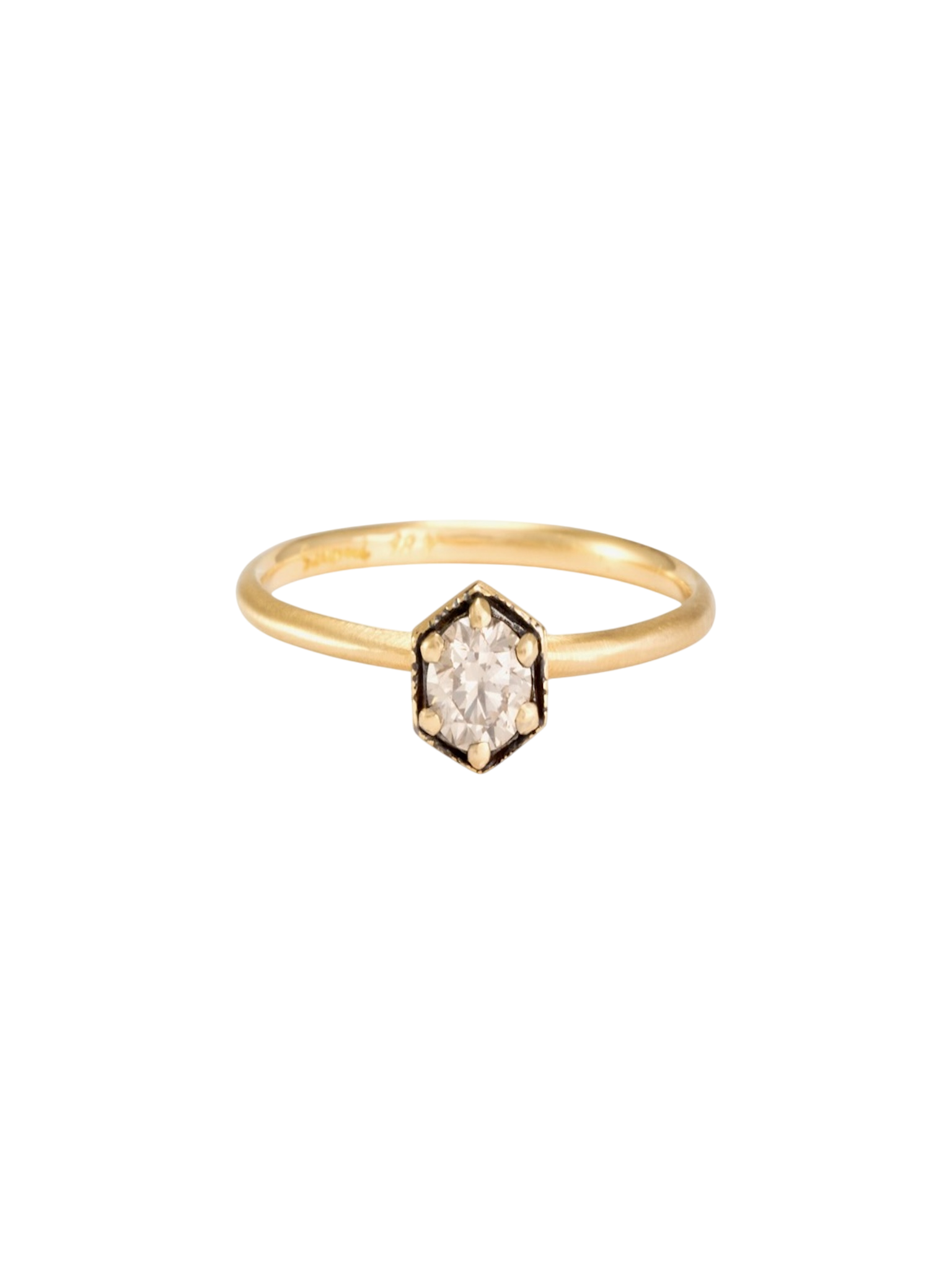 4mm hexagon brown diamond ring