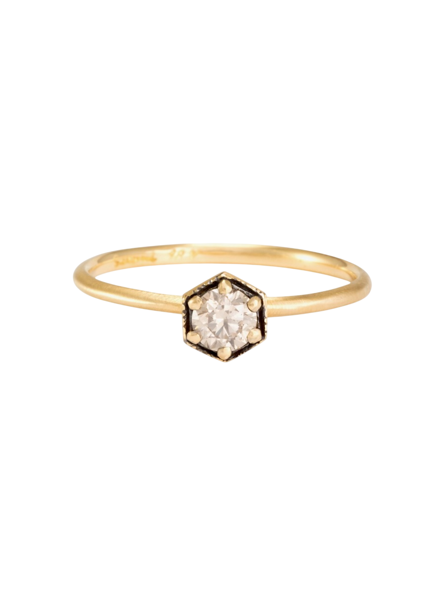 4mm hexagon brown diamond ring