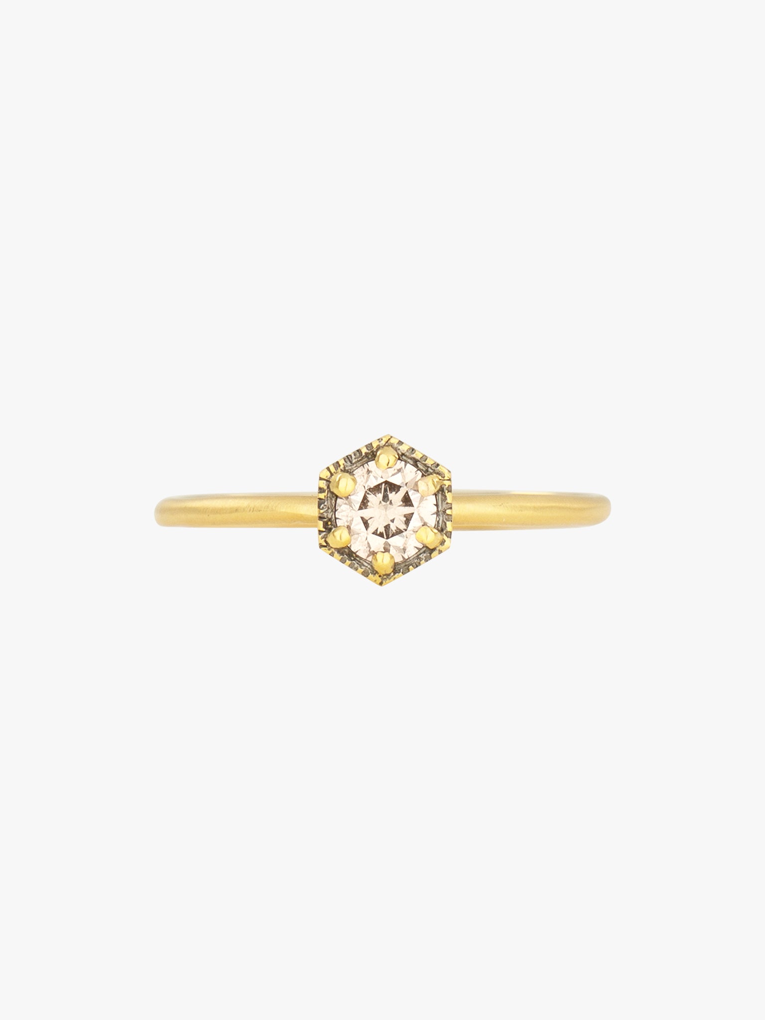 Hexagon brown diamond ring