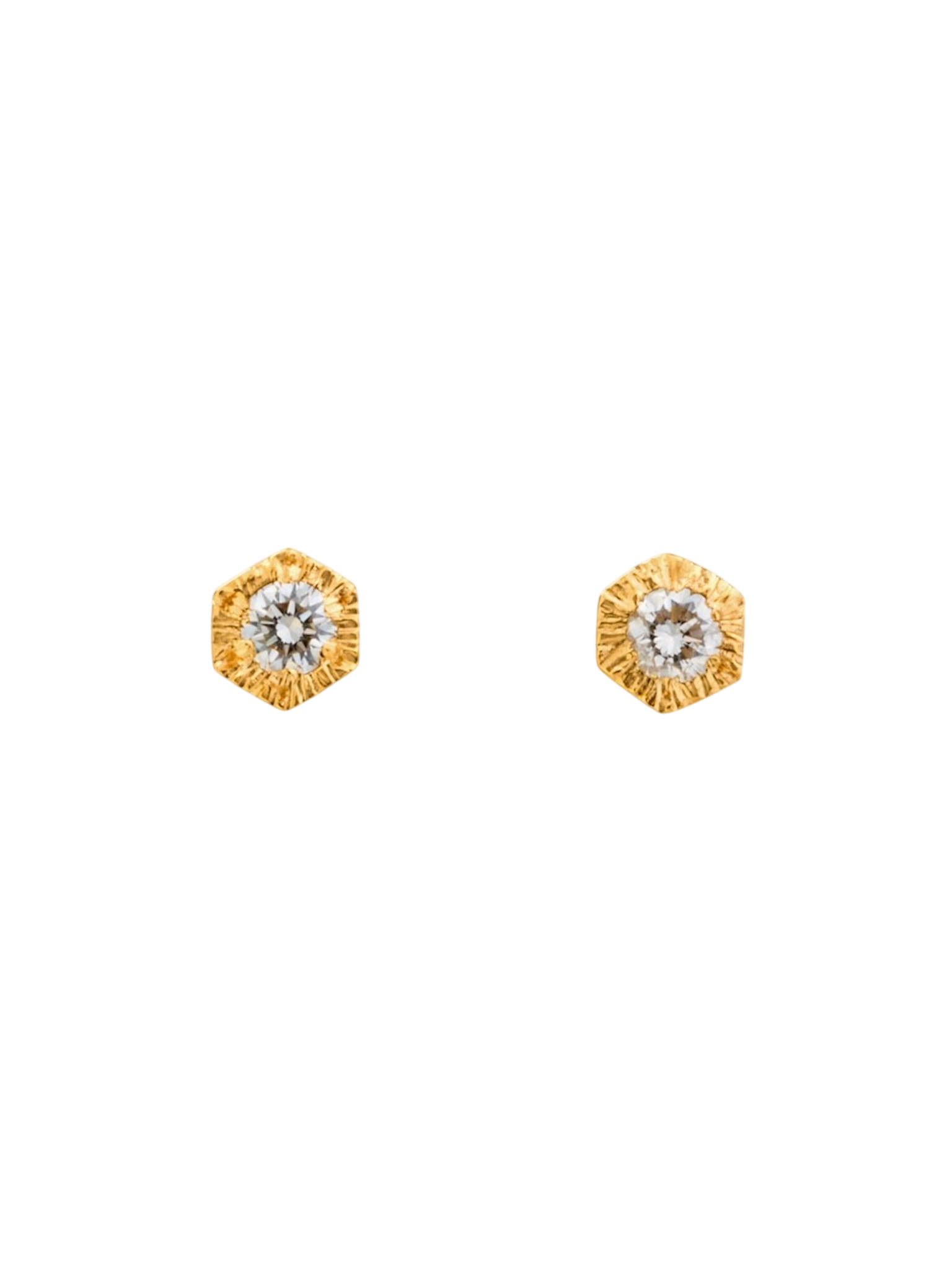 Baby white diamond hexagon studs