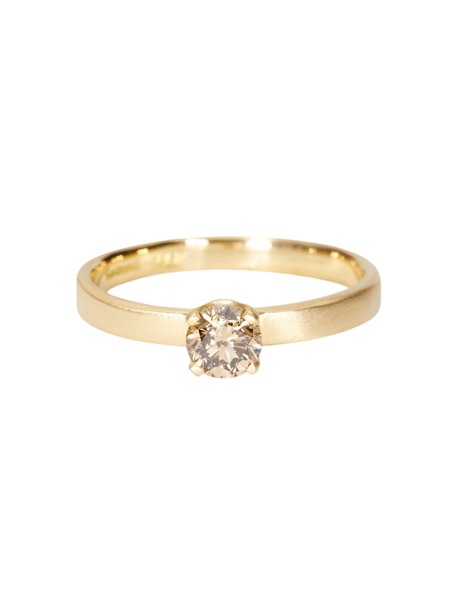 4.5mm Classic Brown Diamond Solitaire Ring photo
