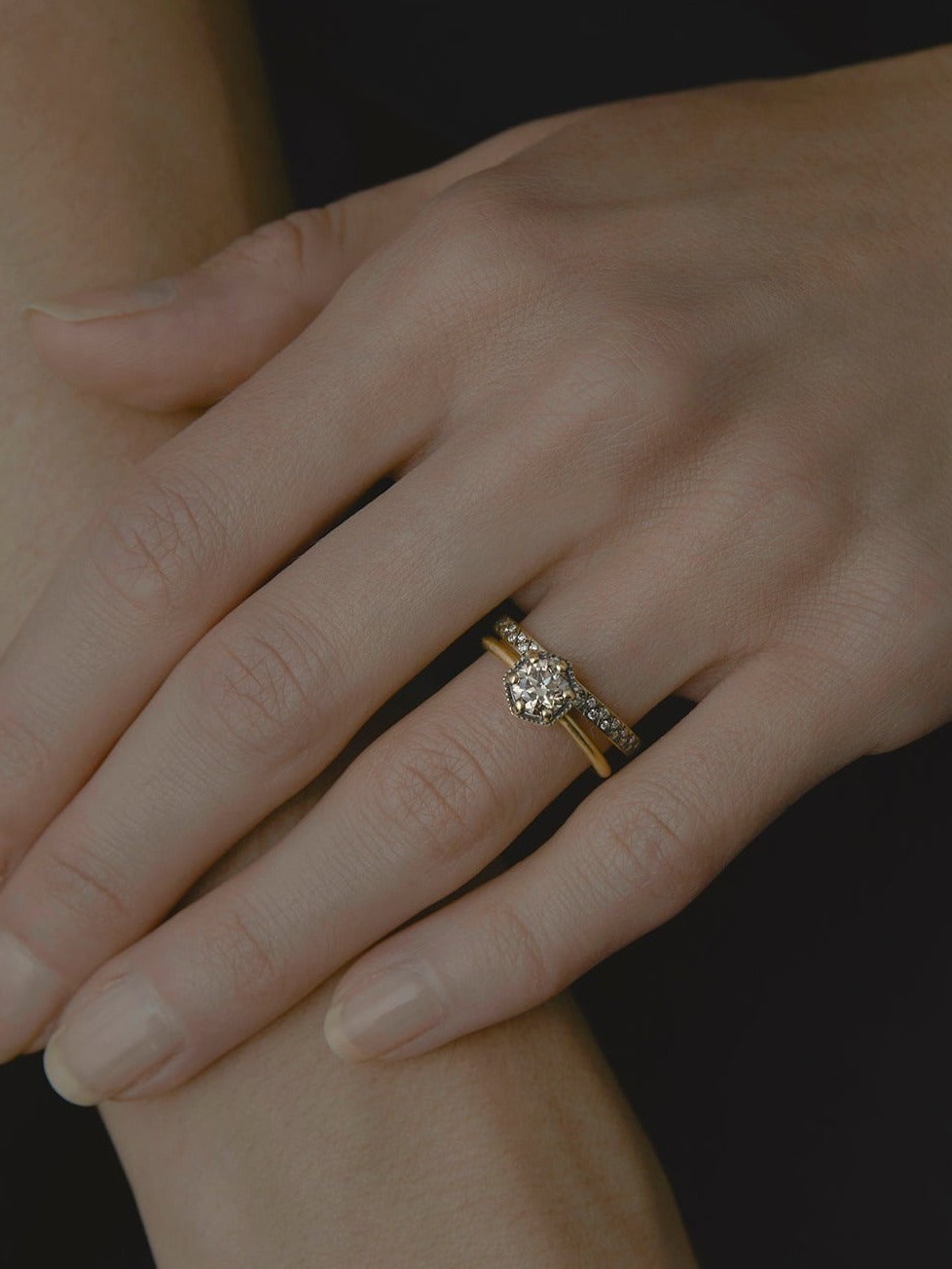 5.6mm Brown Diamond Hexagon Ring