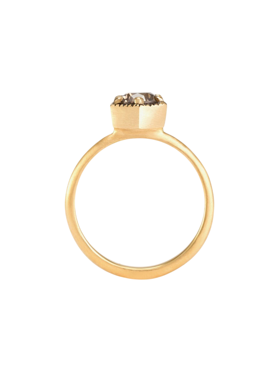 5.6mm Brown Diamond Hexagon Ring