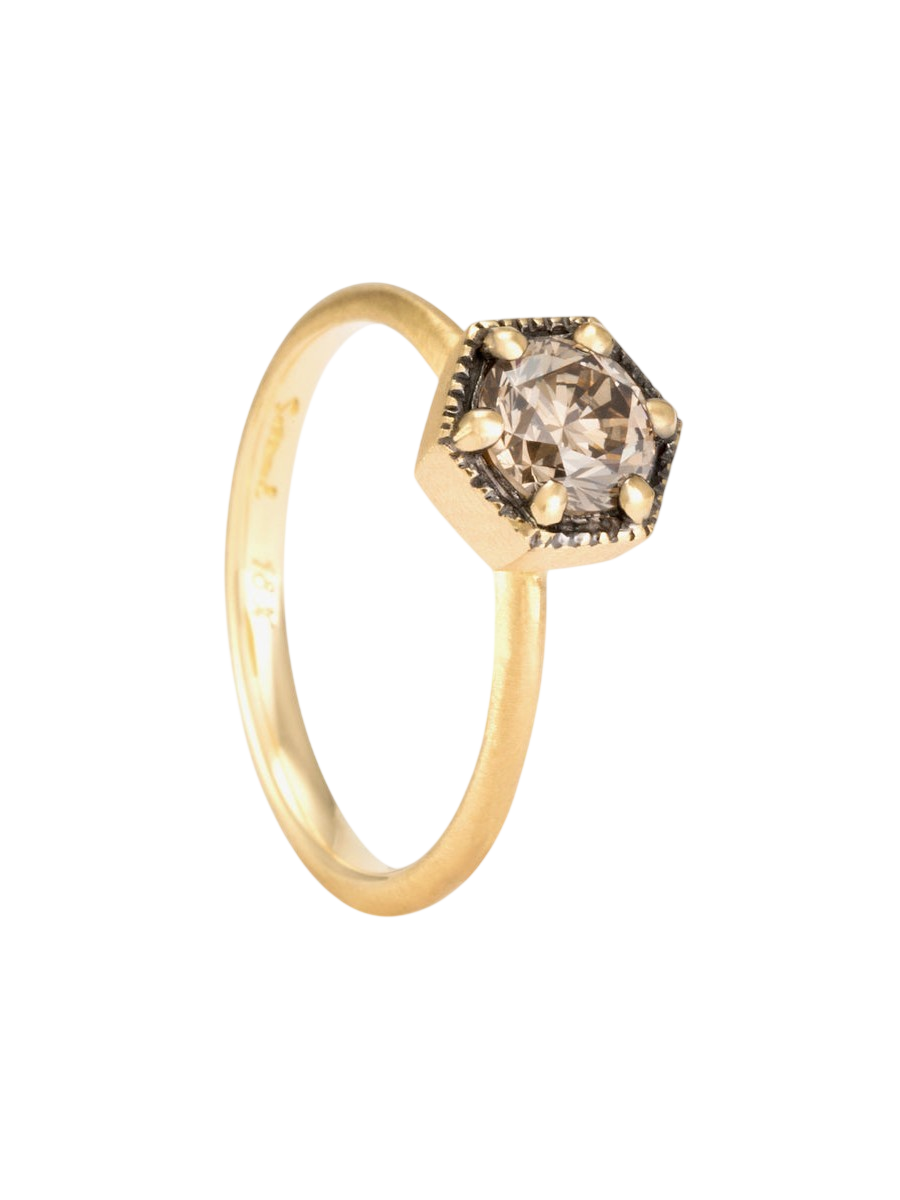 5.6mm Brown Diamond Hexagon Ring