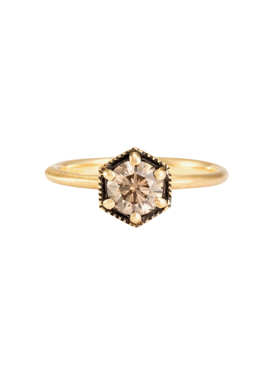 5.6mm Brown Diamond Hexagon Ring photo