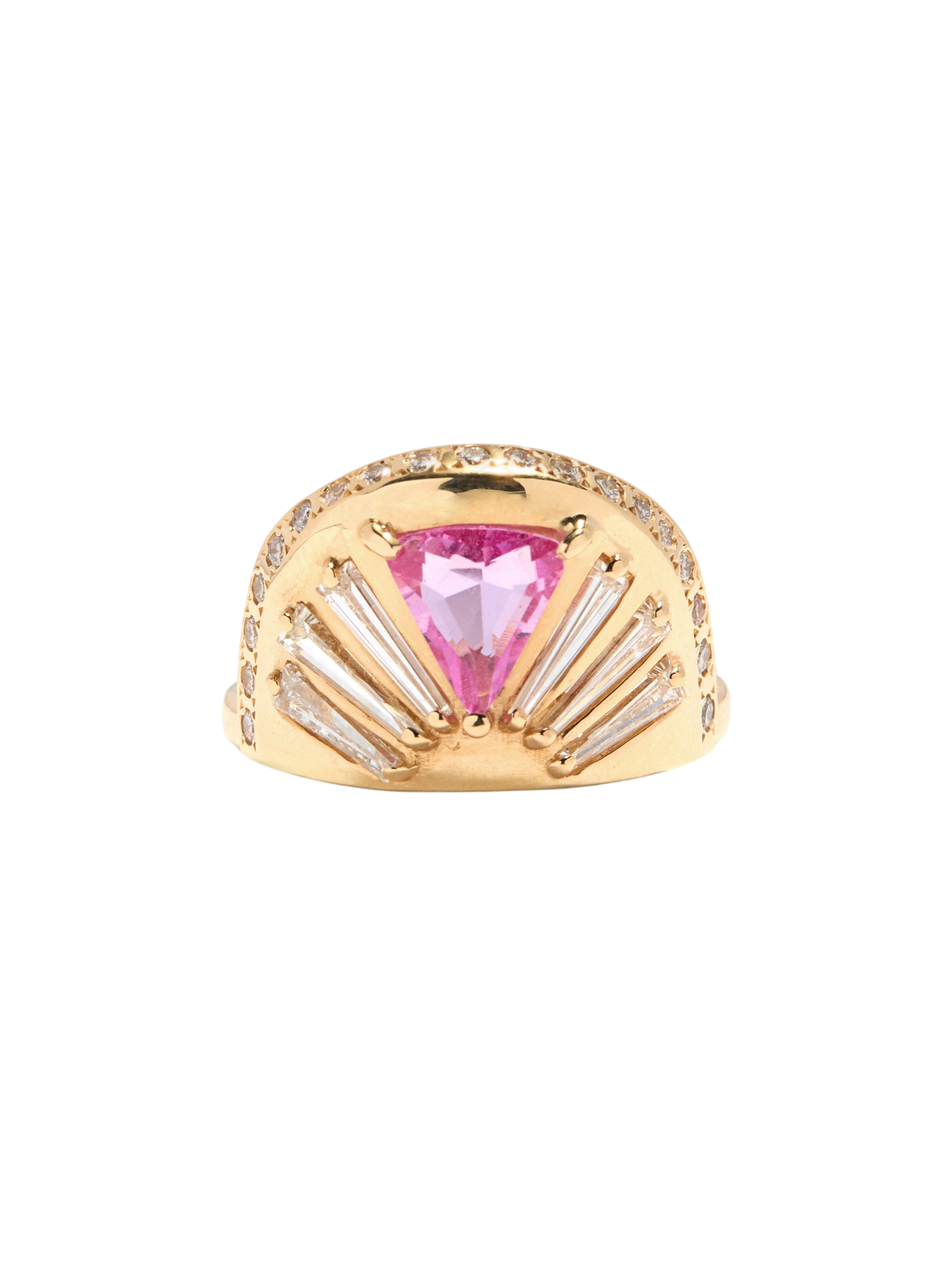 Tsoline Trillion Pink Sapphire and Diamond Ring photo