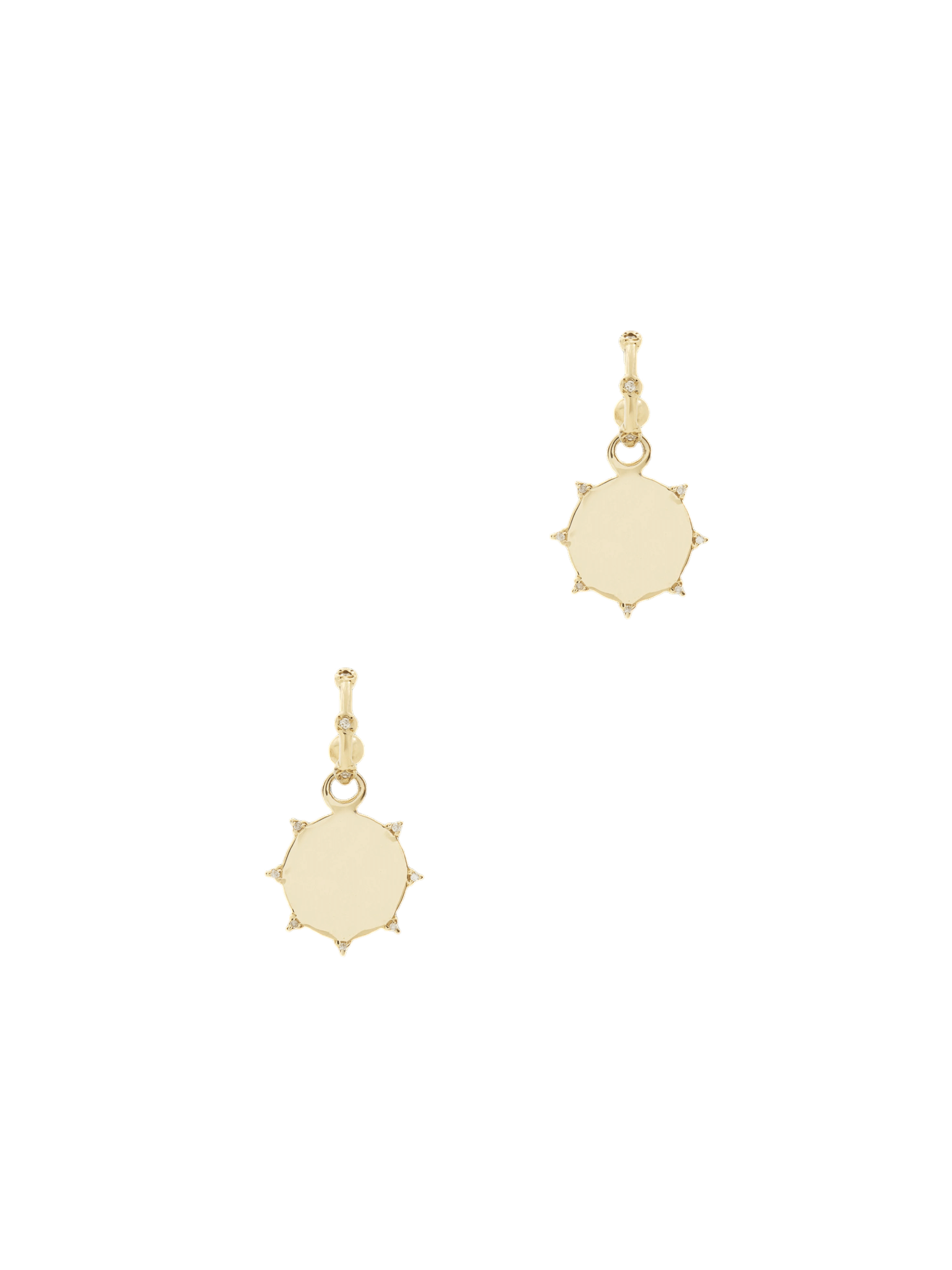 Diamond sunbeam medallion earrings