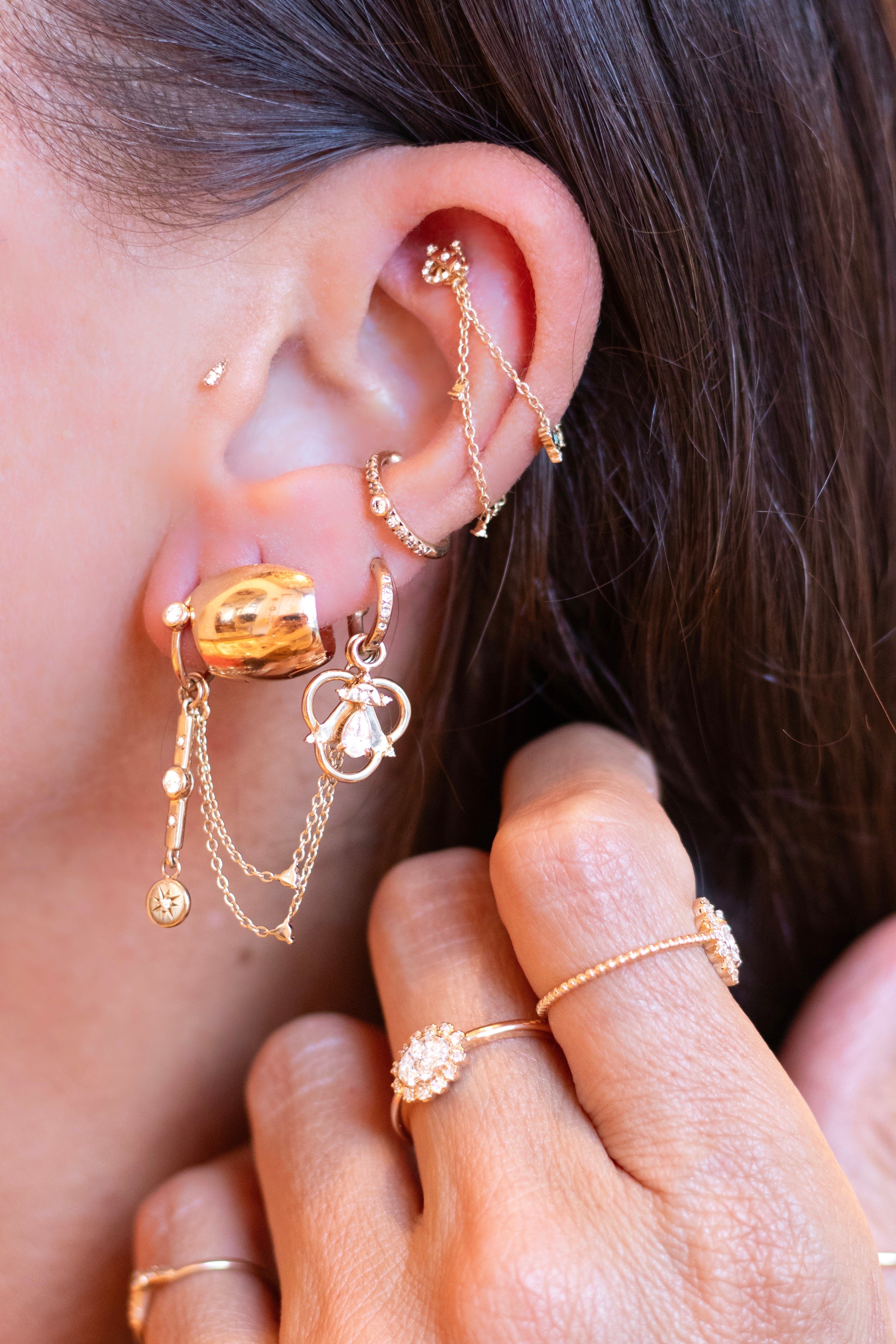 Diamond Bezel Gem Ear Cuff