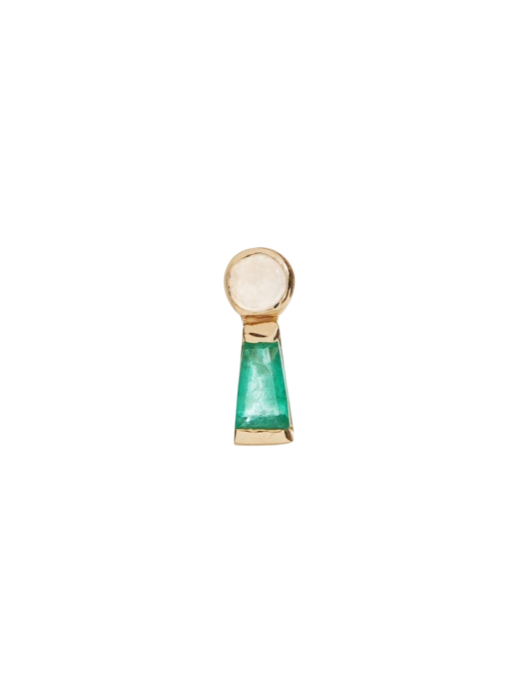 The Emerald Keyhole Stud with Opal photo
