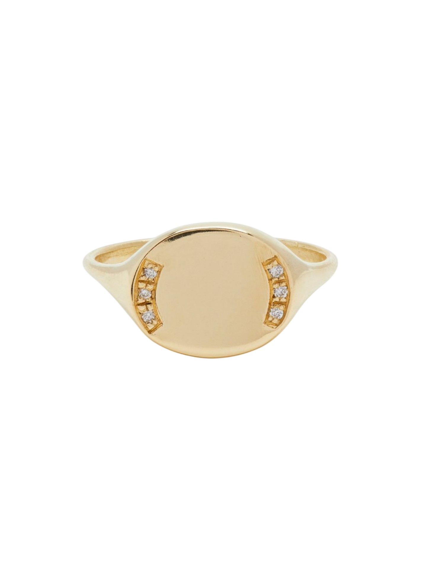 Oval Signet Ring in Gold with Diamonds photo