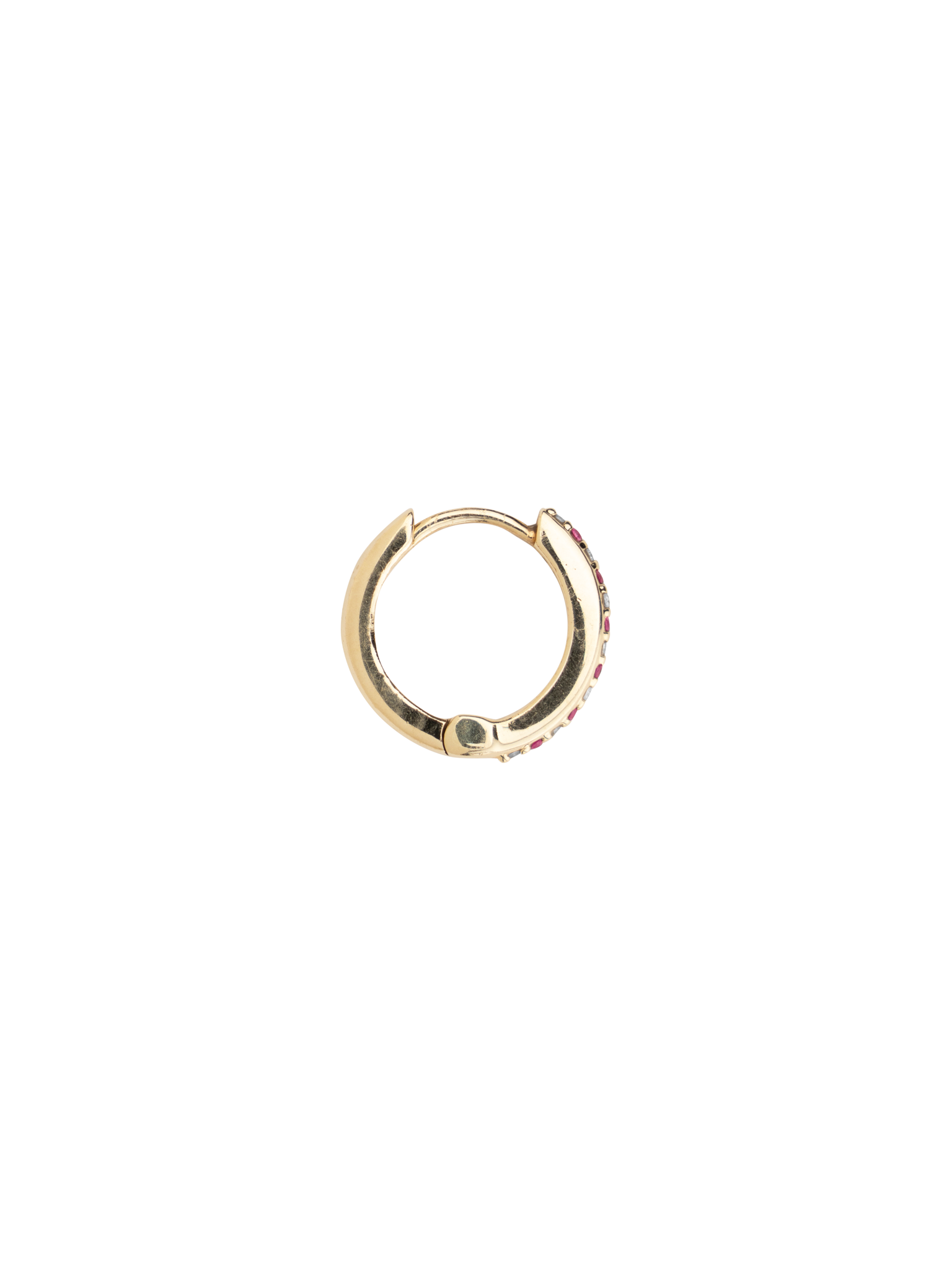 Ruby and diamond hinge hoop
