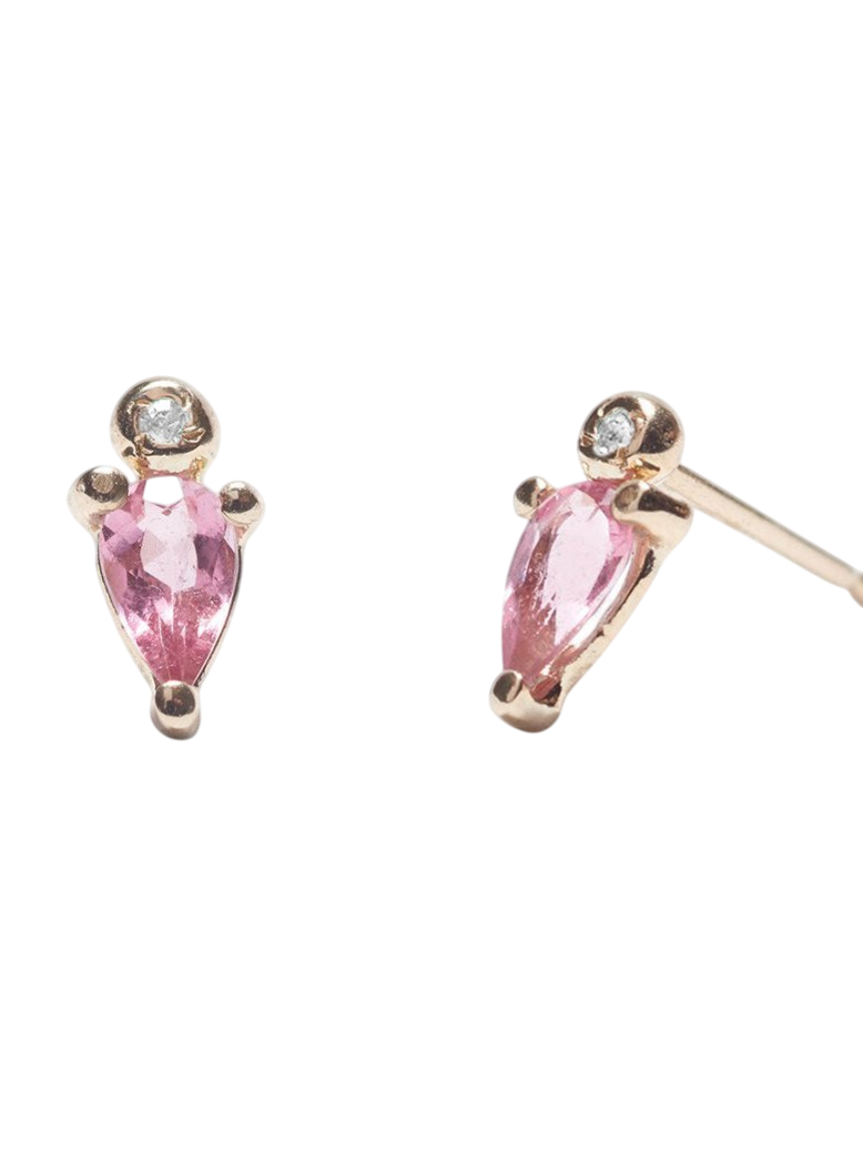 Droplet Stud with Pink Tourmaline photo