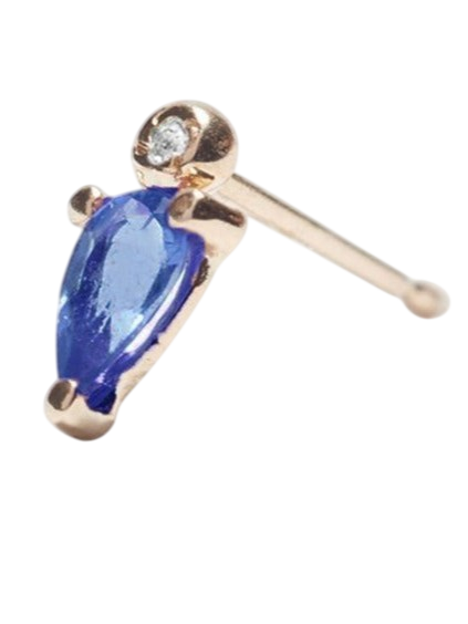 Droplet Stud with Blue Sapphire photo