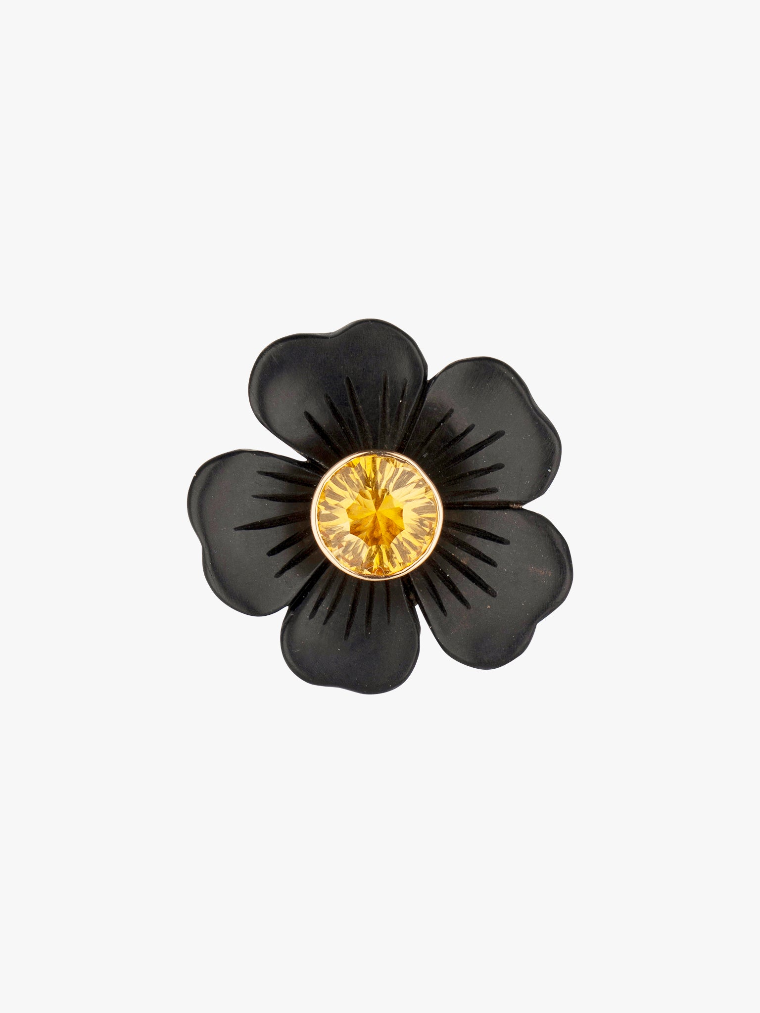 Onyx and citrine large flower ring